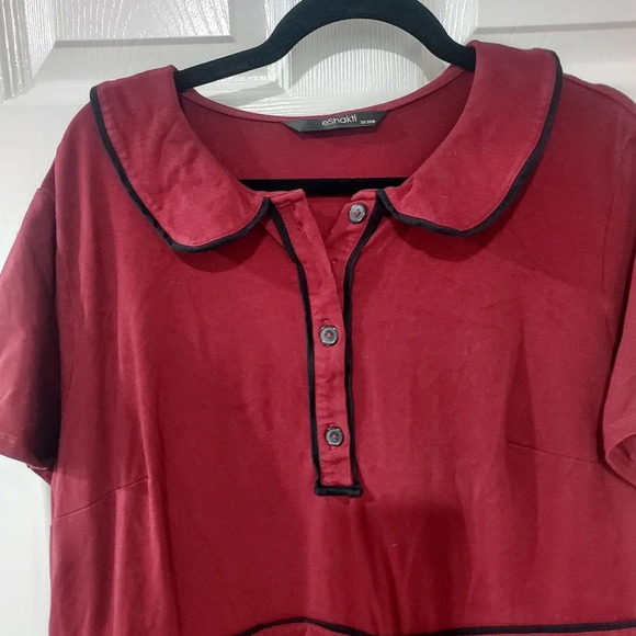 eShakti Contrast Trim Peter Pan Collar Cotton Knit Maxi Dress in Size 3X - 26W - Picture 3 of 10